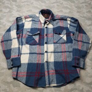 VTG C.P.O. Fashion Sportswear Flannel Shirt Mens Large Blue Button-Up Plaid